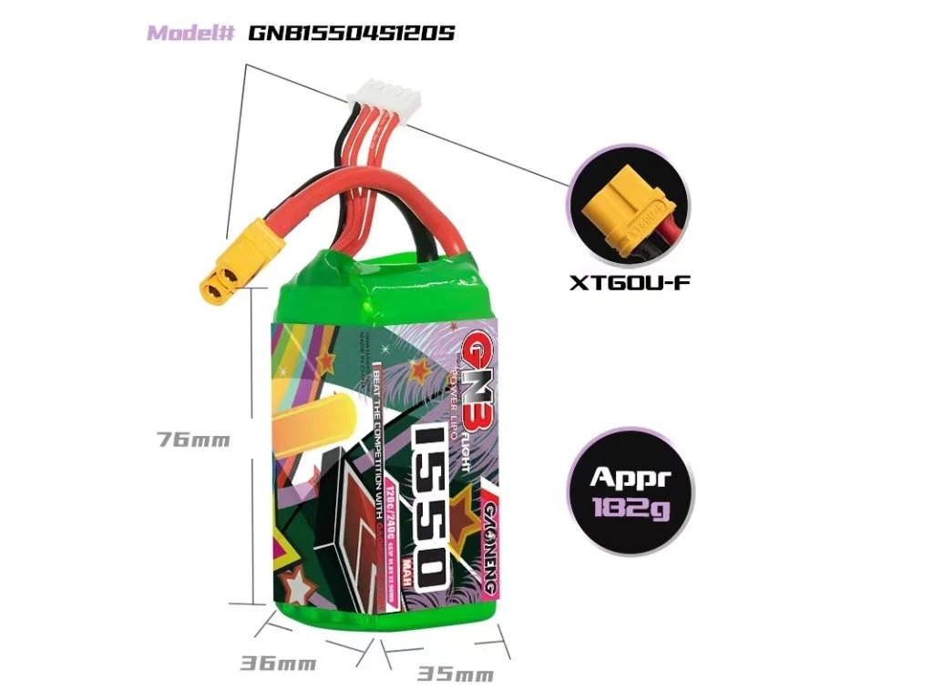 Battery GNB GAONENG LiPo 4S 14.8V 1550mAh 120C XT60