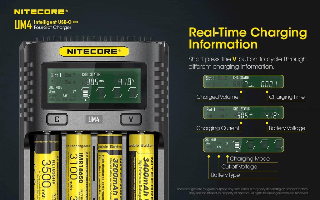 BATTERY CHARGER 4-SLOT/UM4 NITECORE