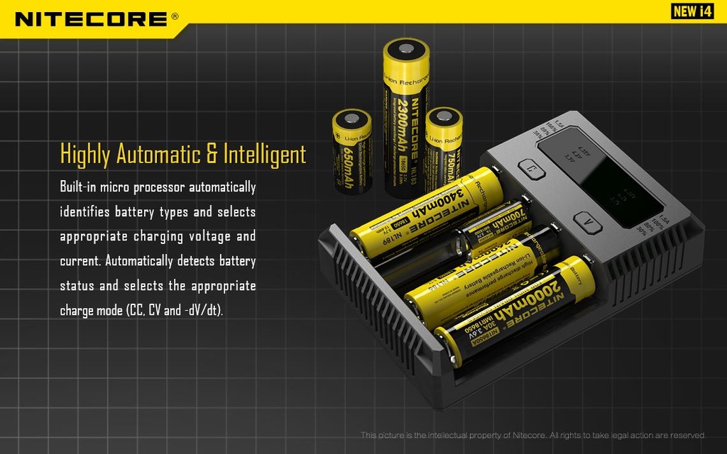 BATTERY CHARGER 4-SLOT/INTELLICHARGER NEW I4 NITECORE