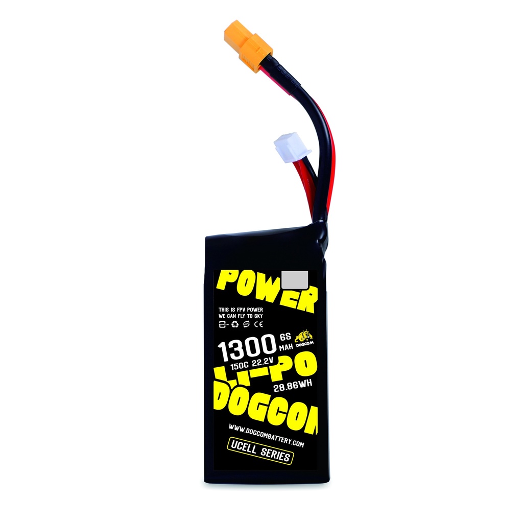 Battery DOGCOM 1300mAh 6S 22.2V 150C LiPo XT60 - UCELL Series