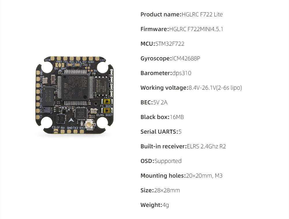 [HGLRC F722 Lite] HGLRC SPECTER F722 Lite ICM42688