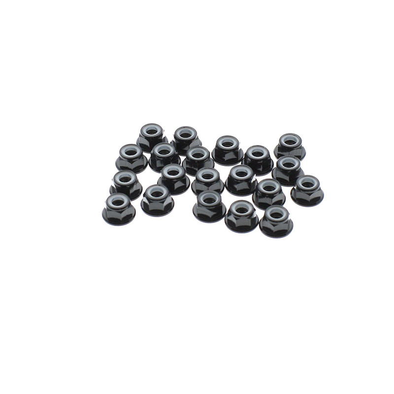 M5 Anodized Aluminium Flange Nylon Lock Nut (20pcs)-BLACK